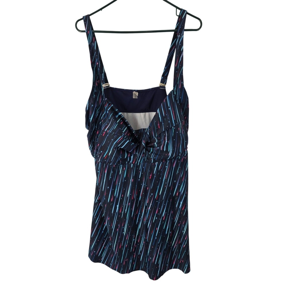Aqua Eve Whimsy Galaxy Swim‎ Top 26 Womens Plus Size Blue Padded Pullover